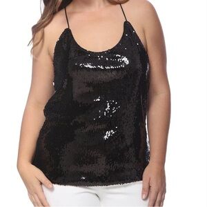 Anna-Kaci NWT Women's black sequined racerback camisole tank top